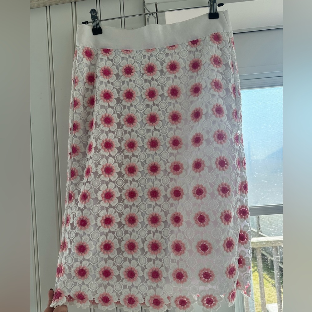 Jcrew floral crochet pencil skirt